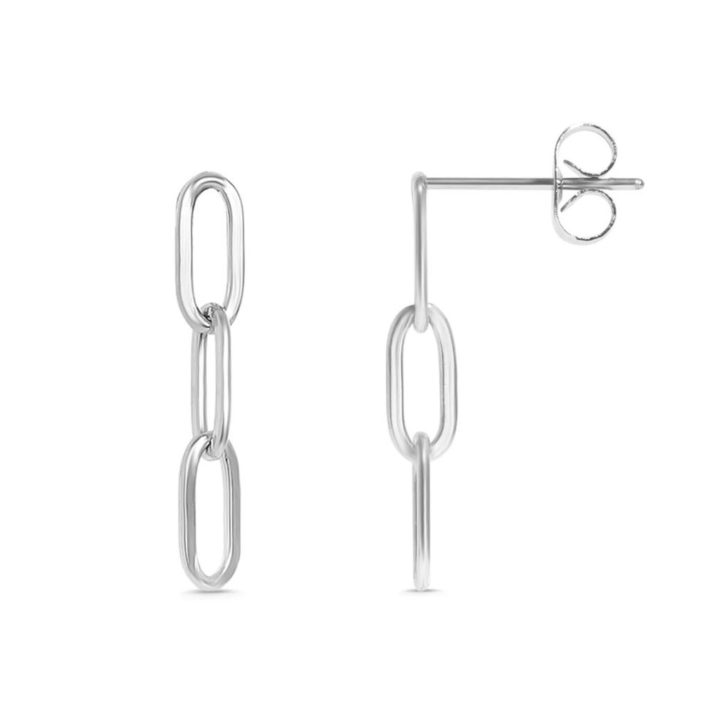 Earrings Silver Chain Paperclip Stud Earring Stainless Steel waterproof beach